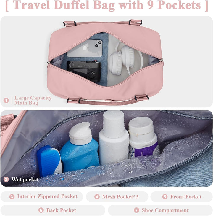Reisetasche Damen Handgepäck Tasche Sporttasche Weekender Bag Schwimmtasche Wasserdicht Travel Bag D