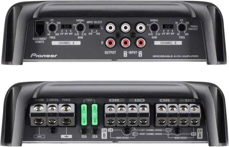 Pioneer GM-D8704 4-Kanal Class-D Verstärker (1.200 W), Variabler TPF & HPF, Sensor für Lautsprechere