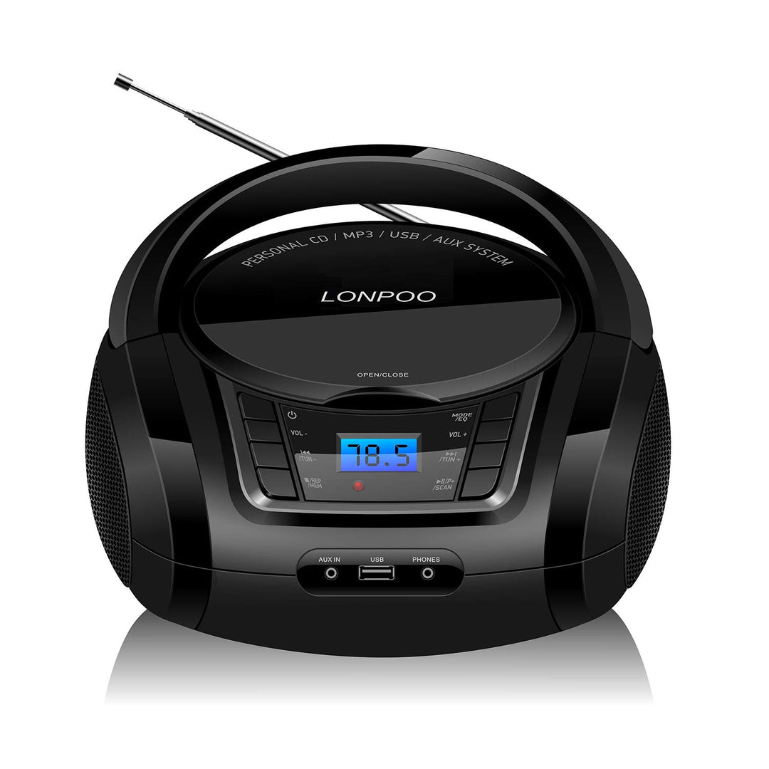LP-D03 Tragbarer Boombox CD-Player mit Bluetooth - Kinder Stereo-Boombox mit FM Radio | AUX-In | Kop