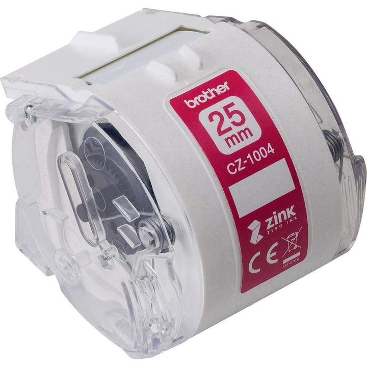Brother CZ-1004 Farbetikettenrolle, 25 mm breit, 5 m lang für Etikettendrucker VC-500W, weiss