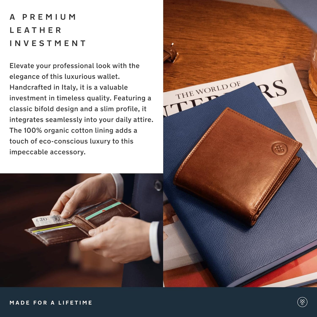 Maxwell-Scott Luxus Herrengeldbörse (Vittore), Cognac, One Size Cognac Braun, Cognac Braun