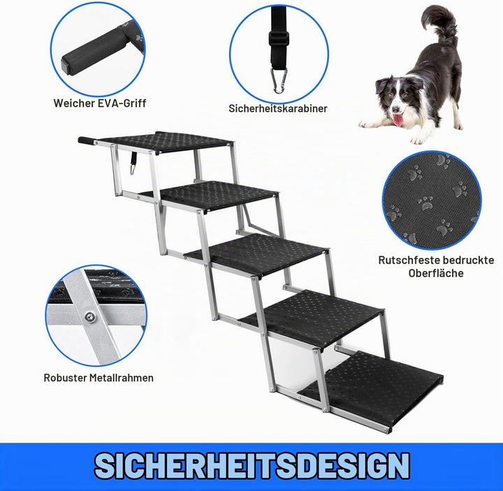 Hundetreppe Auto Klappbar- Hundetreppen Grosse Hunde [bis 113kg] - Gelenkschonende Einstiegshilfe Hu