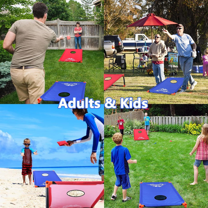 Tragbar Cornhole Spiel Outdoor Cornhole Säckchen mit PVC gerahmt, 8 Bohnensäcke und Tragetasche für