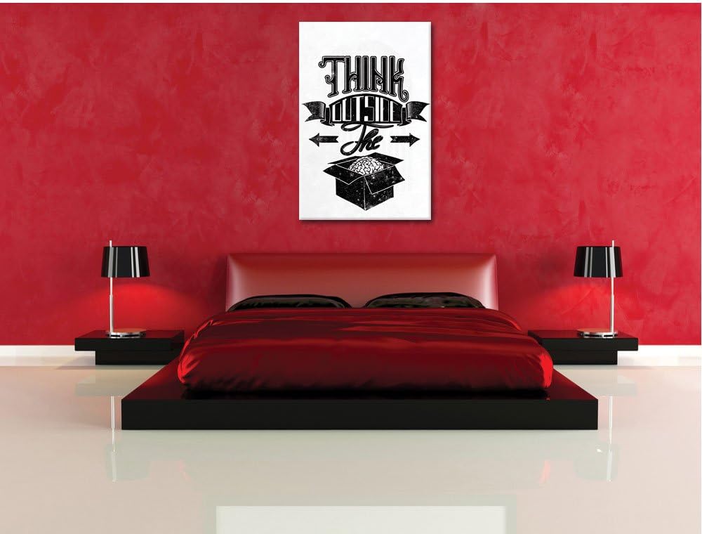 Think outside the box white Bild auf Leinwand, XXL riesige Bilder fertig gerahmt mit Keilrahmen, Kun