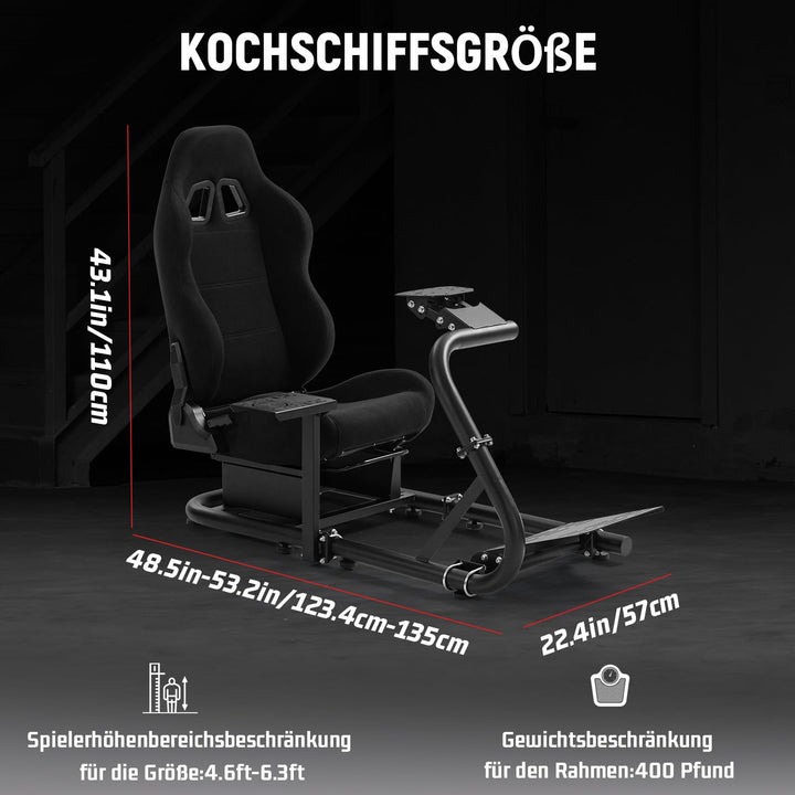 Dardoo Racing Simulator Cockpit mit verstellbarem Sitz Fit für Logitech/Thrustmaster/Fanatec G923 G2
