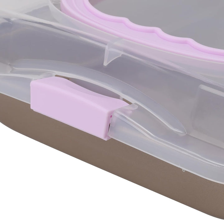 2 Stück Rechteckige Backblech mit Deckel Antihaft, Blechkuchen Transportbox Backform Rechteckig mit