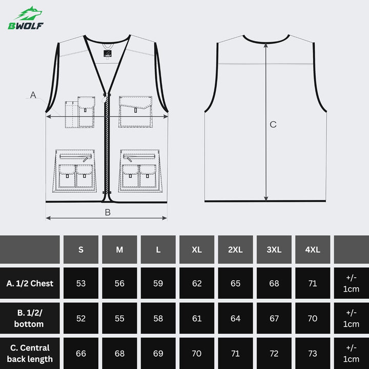BWOLF Brave Multifunktionale Arbeitsweste Herren Arbeitsweste Multitaschen mit Reissverschluss + ver