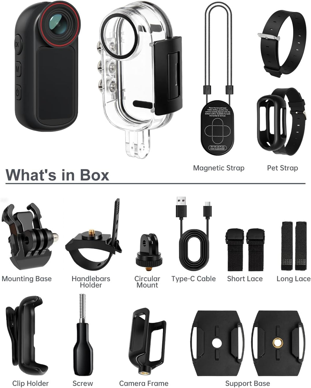 4K Mini Body Cam mit 1,5-Zoll-Display, POV Wearable Action Cam mit EIS &amp; WiFi, Magnetische Daumenkam