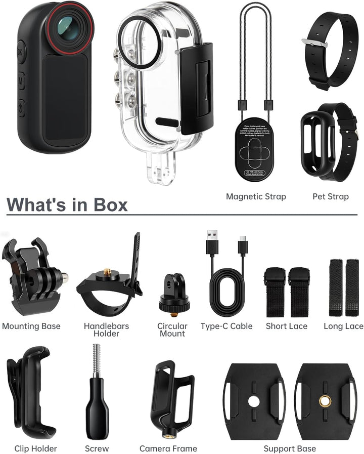 4K Mini Body Cam mit 1,5-Zoll-Display, POV Wearable Action Cam mit EIS &amp; WiFi, Magnetische Daumenkam