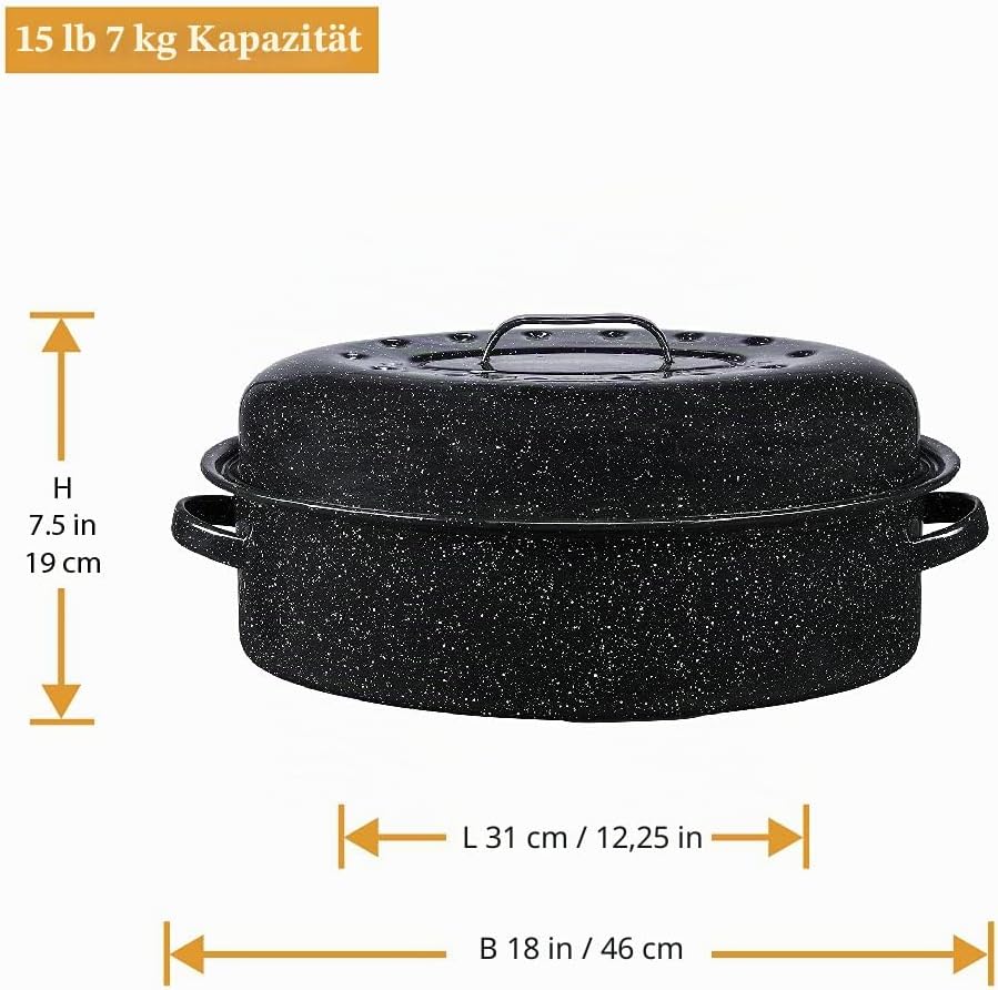 Graniteware 0509 Röster/Auflaufform 46 x 31 cm Karbonstahl 45,7 cm Schwarz, 45,7 cm Schwarz