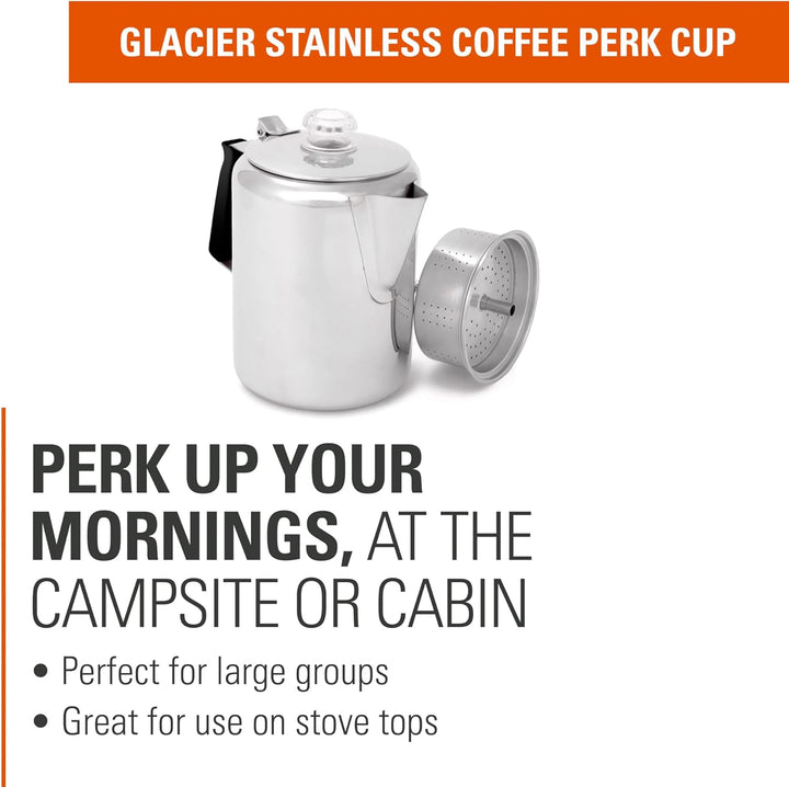 GSI Outdoors Glacier Kaffeekanne aus Edelstahl mit Silikongriff 9 Cup, 9 Cup