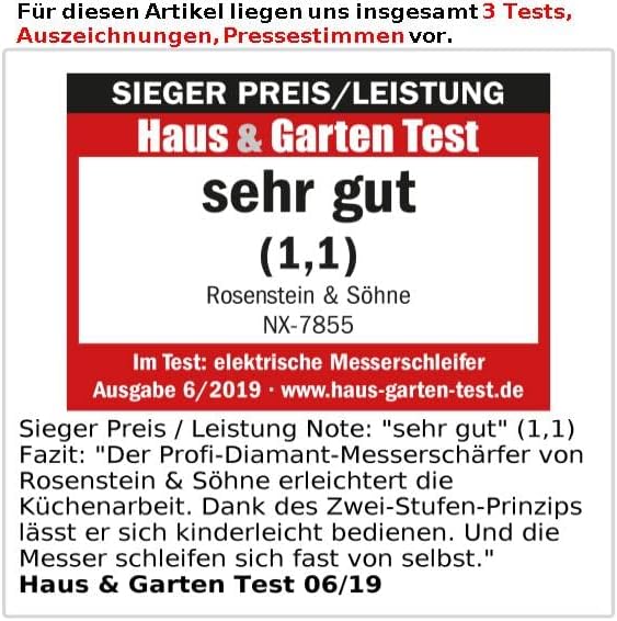 Rosenstein & Söhne Messerschleifer: Elektrischer Profi-Diamant-Messerschärfer, Grob- und Feinschliff