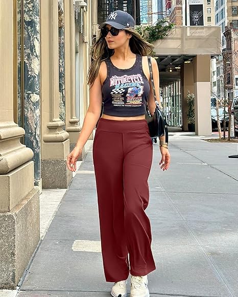 Yoga Hosen Damen Hohe Taille Jogginghose mit 4 Taschen Strecken Weites Bein Geschäft Hose Arbeit Bau