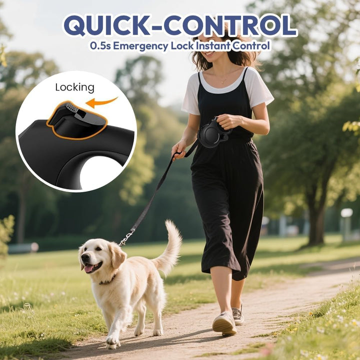 Hundeleine 8m, Einziehbare Hundeleine, Rollleine für Hunde, Rollleine mit Kotbeutelhalter, mit Bissf