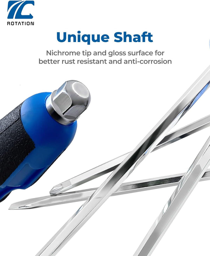 Magnetisches Schraubendreher-Set, 12-teilig, mit Nickelchrom-Spitzen, 6 Kreuzschlitz- und 6 Schlitzs