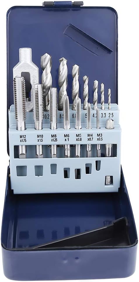 15 stücke Stahl Schraubenschlüssel Gewindebohrer Spiralbohrer Set Metallbearbeitung DIY Werkzeuge