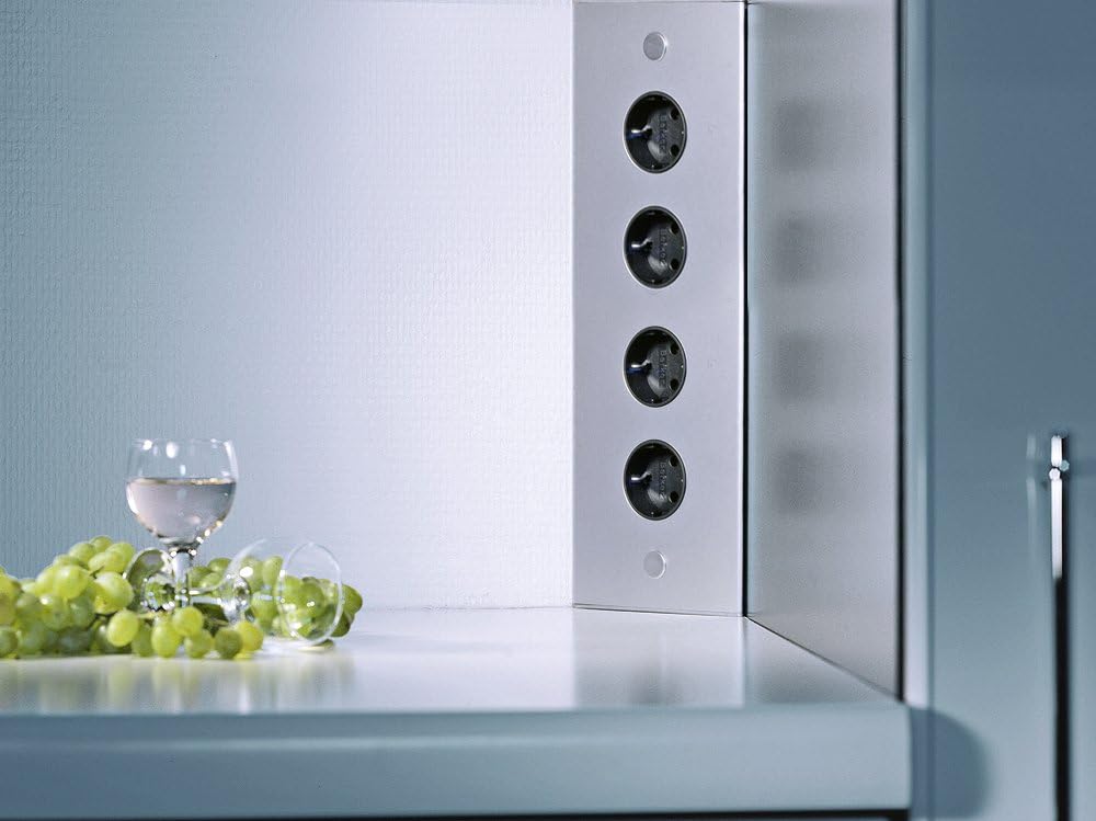 THEBO Energie-Ecksäule ST 3007/320 in Aluminium mit 4 Steckplätzen