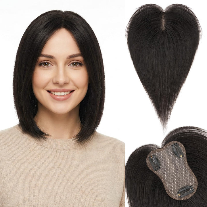 S-noilite Toupets für Frauen mit Seitenpony 8x11cm - 100% Echthaar Topper Hair Extensions Echthaar D