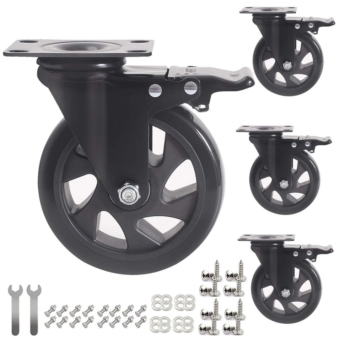 RRIUTO 4 Lenkrollen mit Bremse, 125 mm Transportrollen mit Bremse Strandkorbrollen Möbelrollen für M