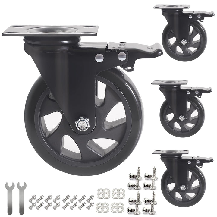 RRIUTO 4 Lenkrollen mit Bremse, 125 mm Transportrollen mit Bremse Strandkorbrollen Möbelrollen für M
