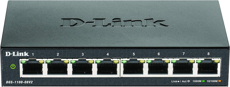 D-Link DGS-1100-08V2, 8-Port Layer 2 smart managed Gigabit Switch, (8 x 10/100/1000 Mbit/s BaseT Por