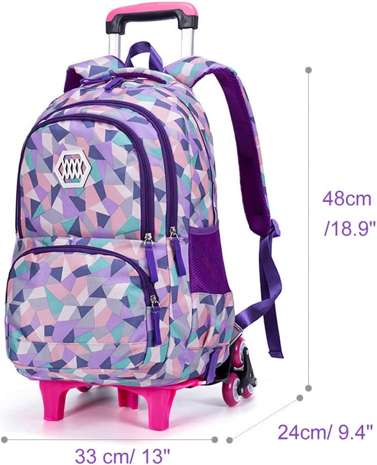 IvyH Rucksack mit Rollen für Mädchen Jungen, Schulranzen Trolley Schultasche Multifunktions Trolley