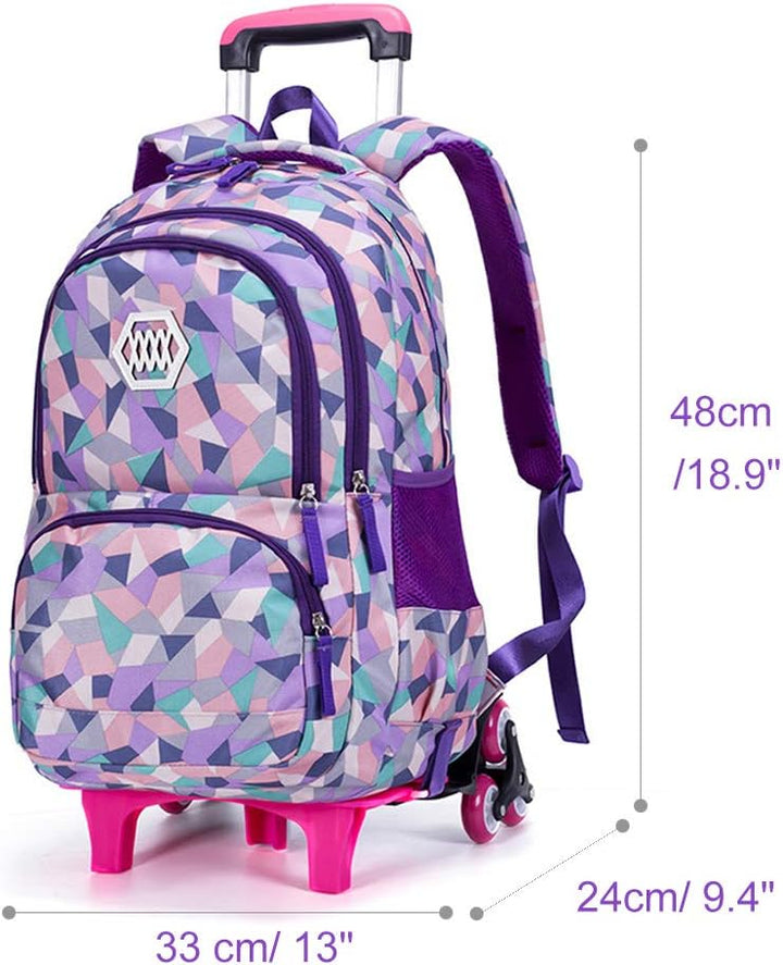 IvyH Rucksack mit Rollen für Mädchen Jungen, Schulranzen Trolley Schultasche Multifunktions Trolley