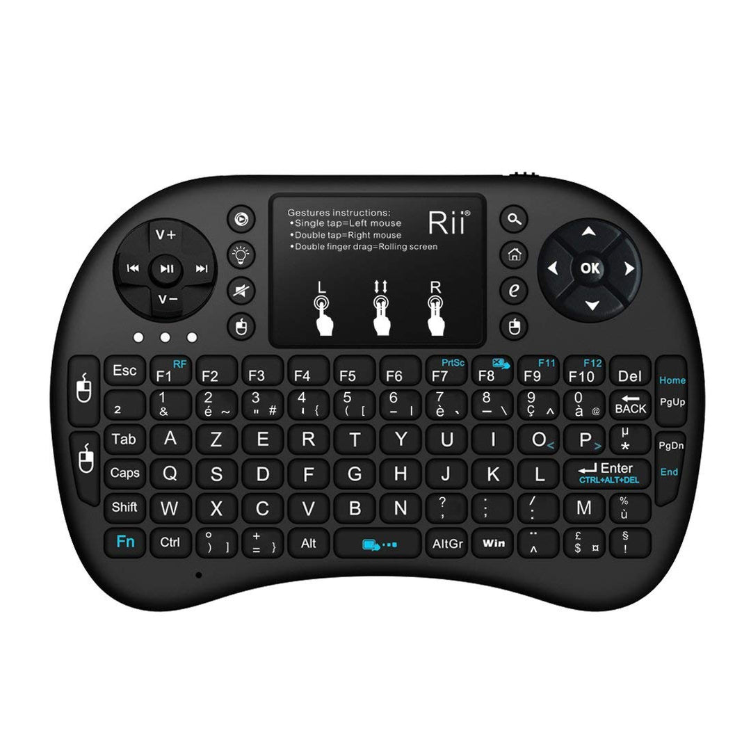 Rii Mini i8 + Wireless (AZERTY) – Mini Tastatur Französische beleuchtetes ergonomisch, kabellos, mit