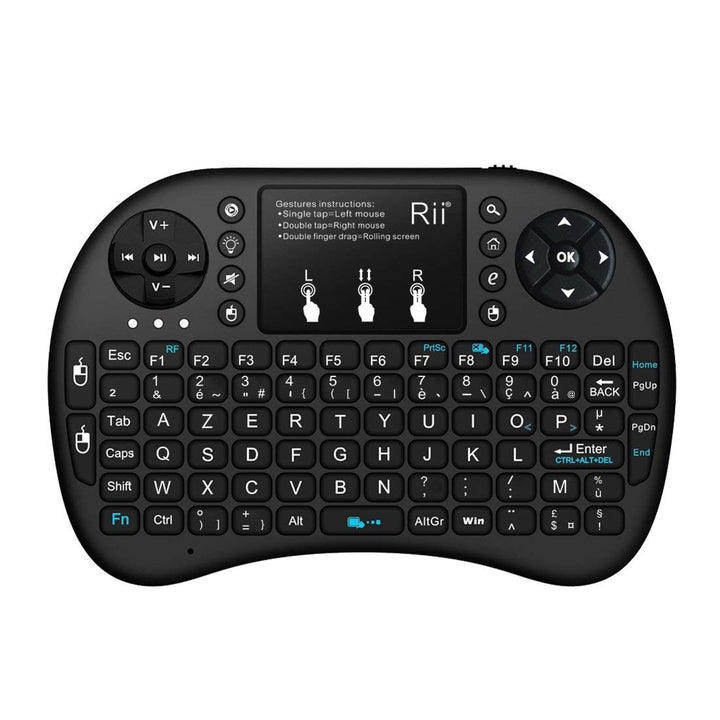Rii Mini i8 + Wireless (AZERTY) – Mini Tastatur Französische beleuchtetes ergonomisch, kabellos, mit