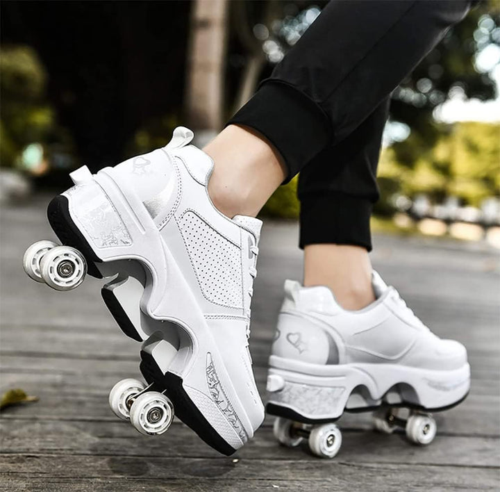 LDRFSE Schuhe mit Rollen, Rollschuhe Skateboard Schuhe Kinderschuhe Mit Rollen Skate Shoes Rollen Sc