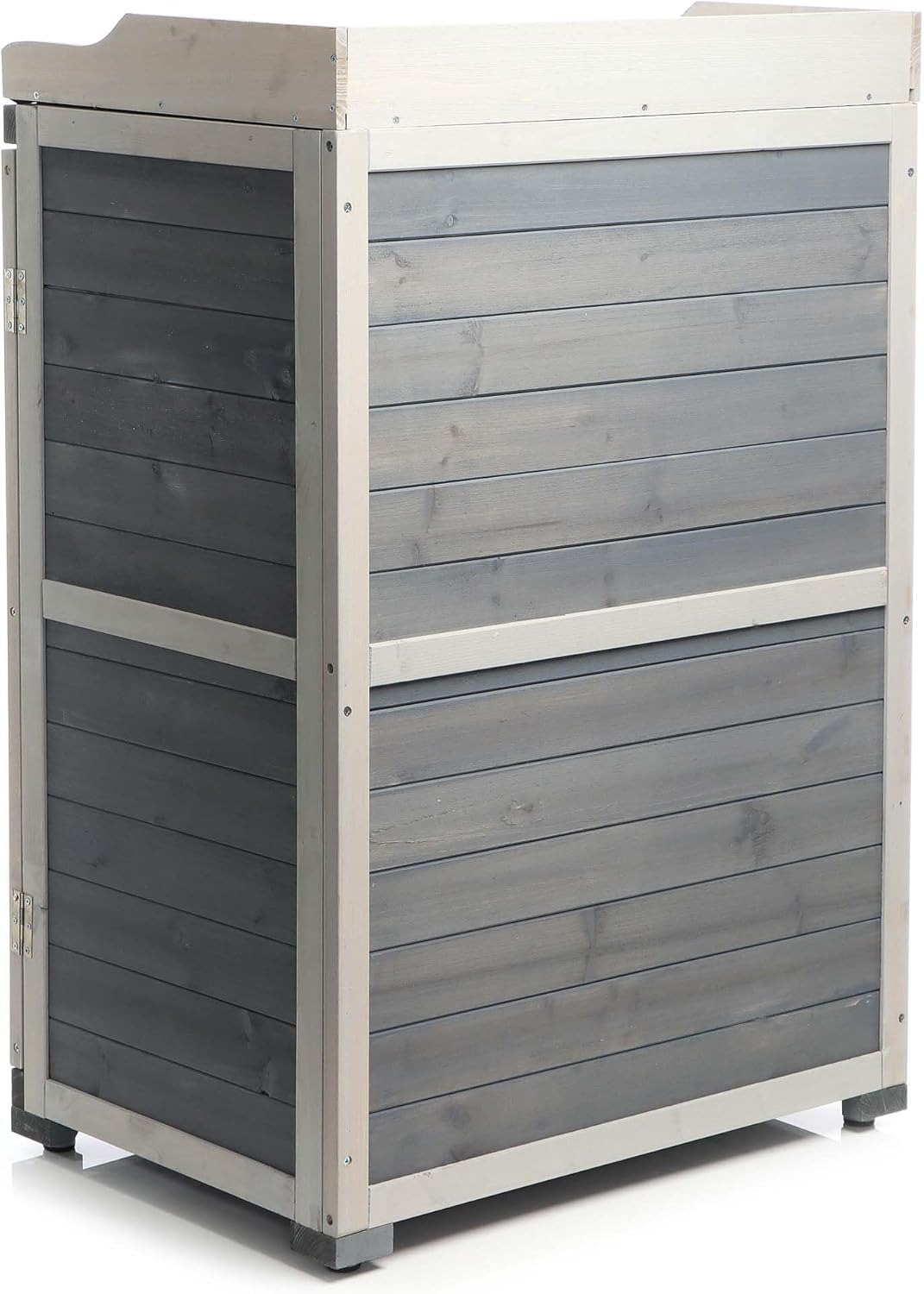 Gartentisch mit Unterschrank und Arbeitsplatte, Pflanztisch mit Schutzleisten, grau