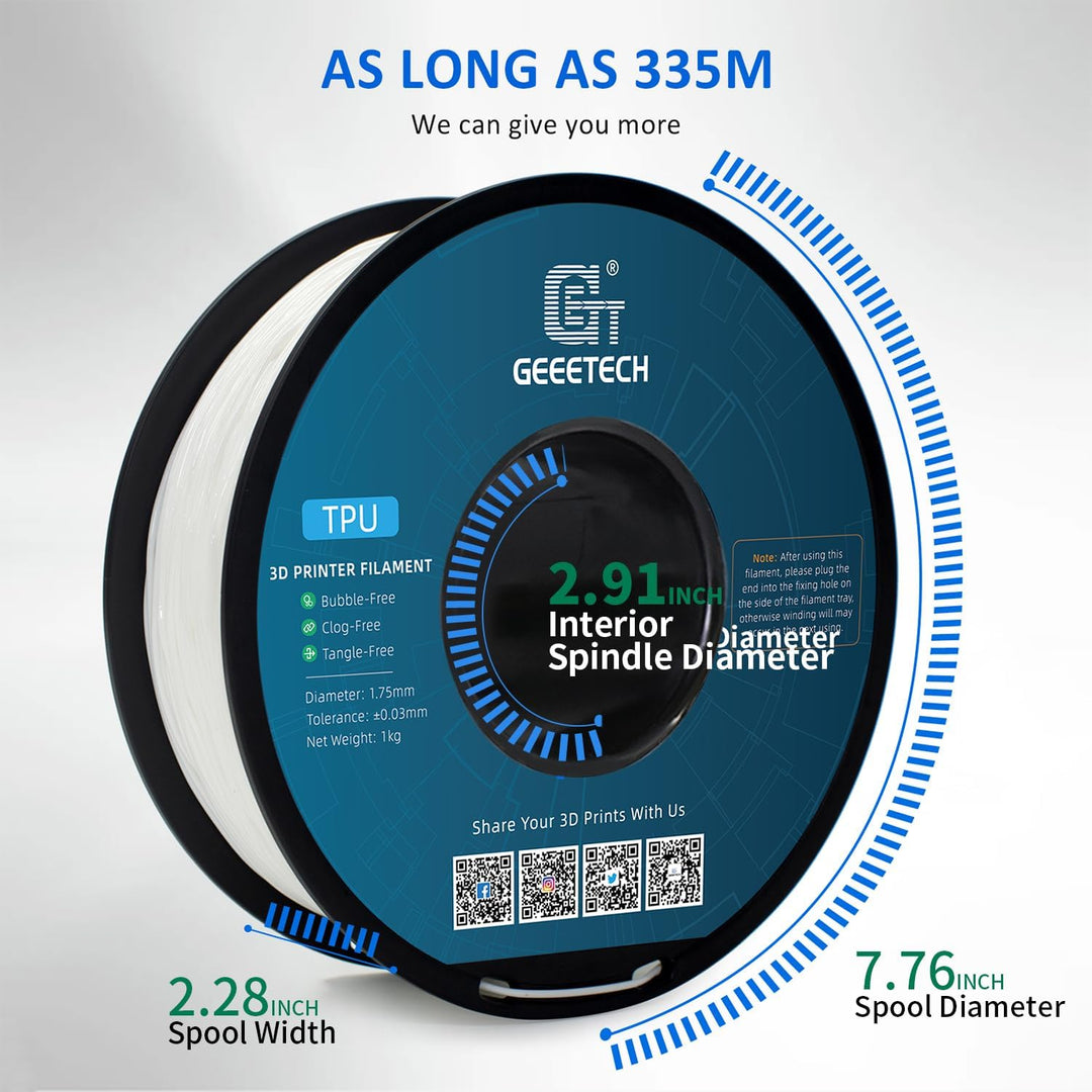 GEEETECH TPU filament 1,75mm Blau, Flexible 3D Drucker Filament 1kg 1 Spool Blau-1KG, Blau-1KG
