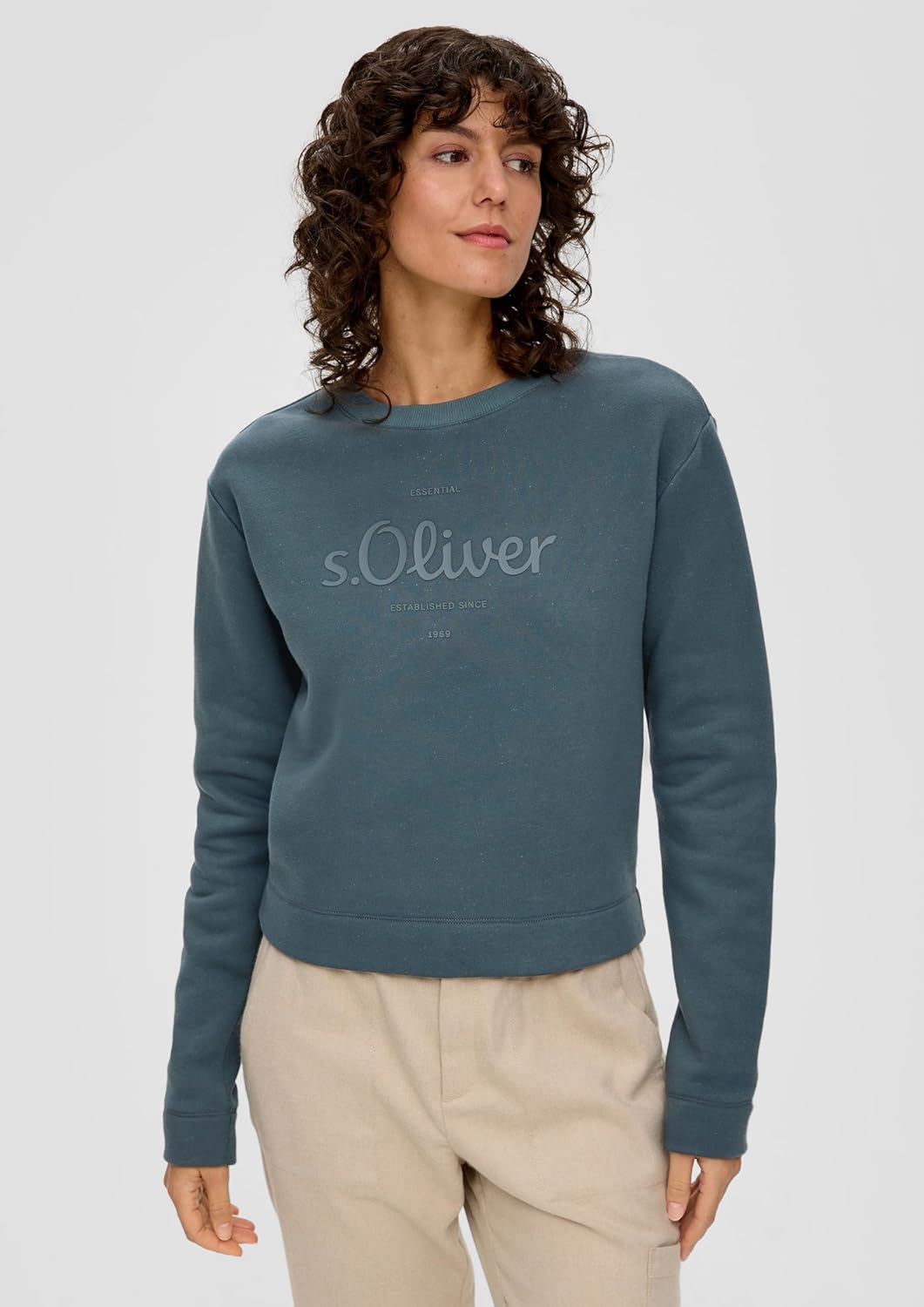 s.Oliver Sweatshirt mit Logo-Print, 36 Gr&#xFC;n