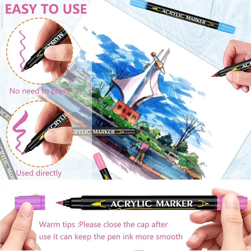 Laconile 48 Acrylstifte für Steine Wasserfest,Acryl Marker Farbe Marker für Glas Stein Holz Keramik,