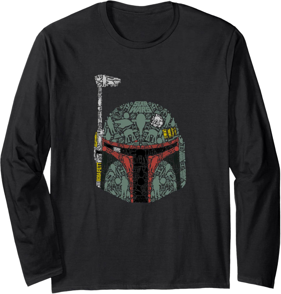 Star Wars Boba Fett Silhouette Helmet Fill Langarmshirt