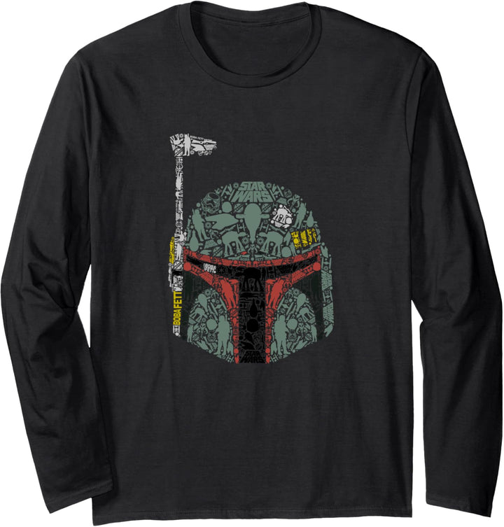 Star Wars Boba Fett Silhouette Helmet Fill Langarmshirt