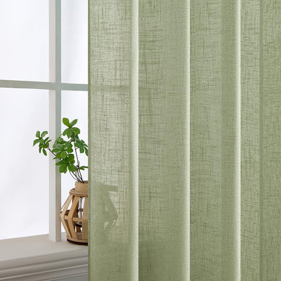 MIULEE Gardinen Vorhänge mit ösen Voile Vorhang Modern Leinenoptik Halbtransparent für Wohnzimmer Kü