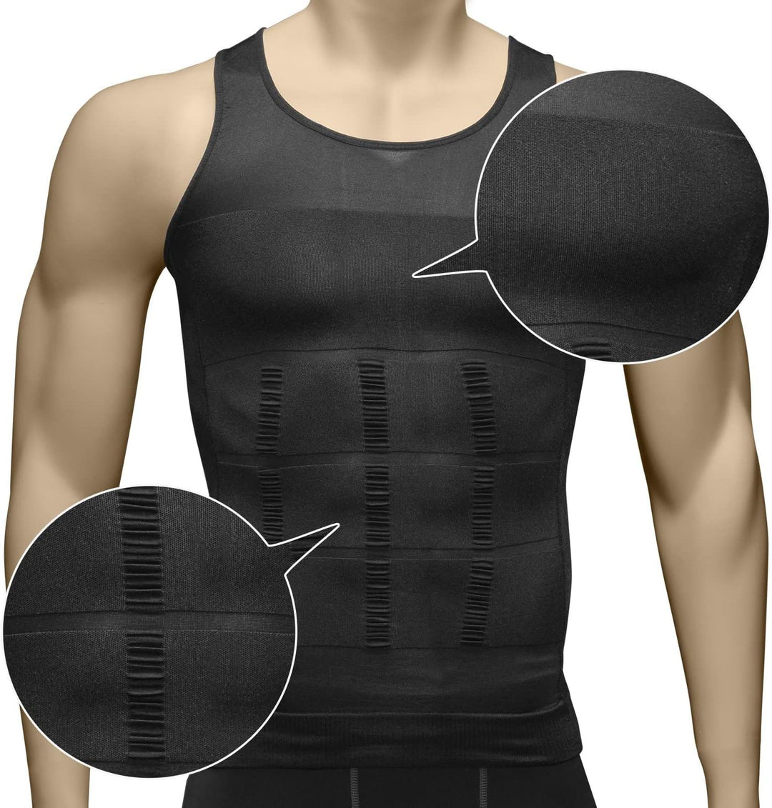 Odoland Unterhemden Herren Shapewear 3er Pack Tank Top Compression Shirt Kompressionsshirt Bauchweg