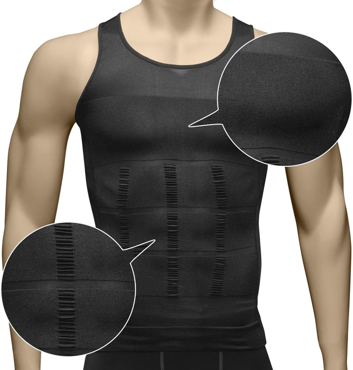 Odoland Unterhemden Herren Shapewear 3er Pack Tank Top Compression Shirt Kompressionsshirt Bauchweg