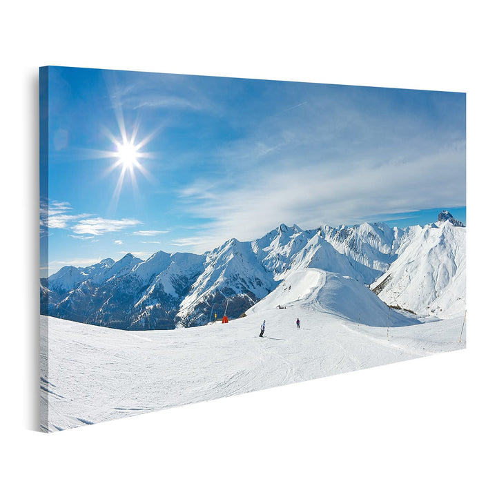 islandburner Bild auf Leinwand Skipiste In Den Bergen Wandbild Poster Kunstdruck Bilder Format: 100x