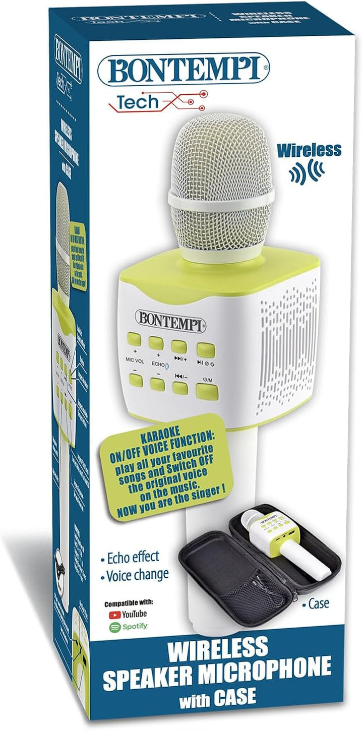 Bontempi | Drahtloses Mikrofon mit Etui und Karaoke-Lautsprecher, Stimmverzerrer-Effekt, Einstellbar