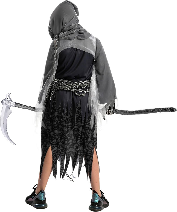 Soul Taker Kind Sensenmann Kostüm mit leuchtenden Augen für Halloween Trick-or-Treating, Large (10 -