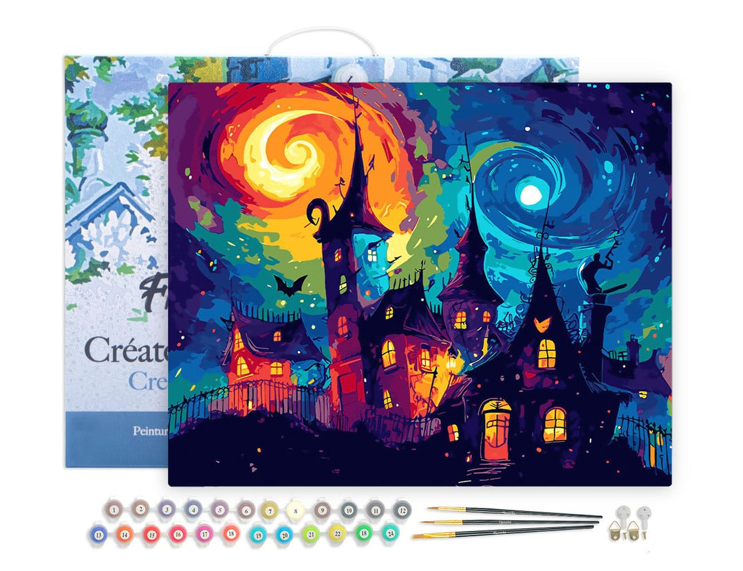 Figured'Art Malen Nach Zahlen Erwachsene Mit Rahmen Fantasie Schloss - Paint by Numbers Basteln DIY
