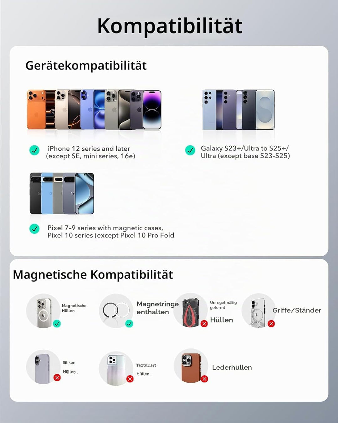 ESR HaloLock Magnetischer Vegan Leder Wallet Ständer, kompatibel mit MagSafe Wallet mit verstellbare