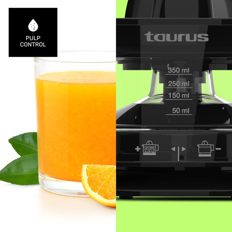 Taurus TC-350 Elektrische Orangenpresse, 350 ml Saft, transparenter Krug, doppelte Drehrichtung, kom