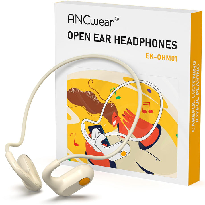 ANCwear Open-Ear Kopfhörer kabellos, leicht und schweissresistent | Nur 17 g, offenes Design für Kin
