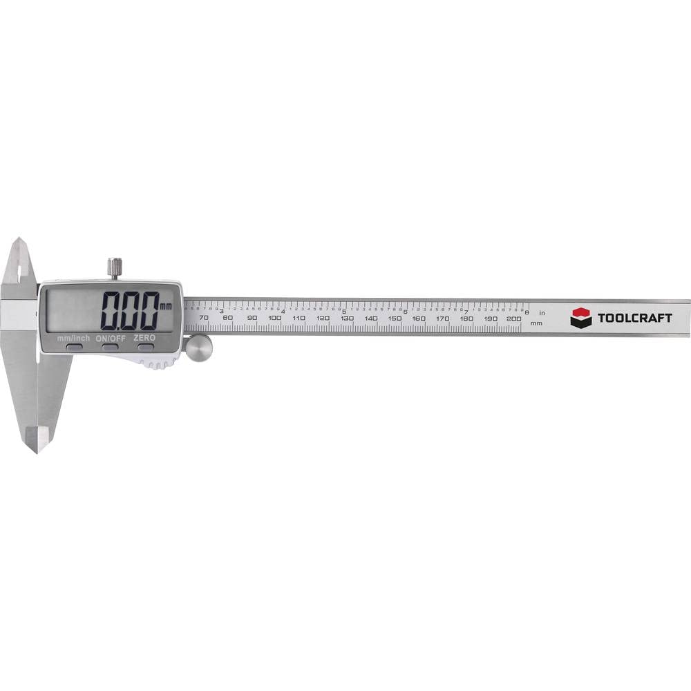 TOOLCRAFT Digitaler Messschieber 200 mm | Schieblehre | Edelstahl | elektronischer Messschieber | LC