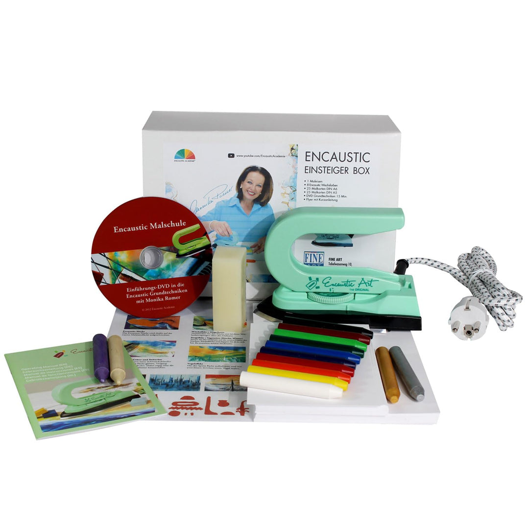 Ditac Fine Art Encaustic Einsteiger-Box mit Maleisen, Wachsfarben, Malkarten und Anleitung auf DVD,