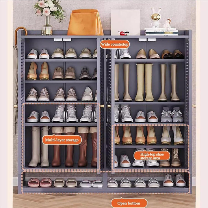 Generisch Schuhschrank Holz mit Korbgeflecht-Türen Moderner Bambus Schuhschränke Schuhschrank Schmal