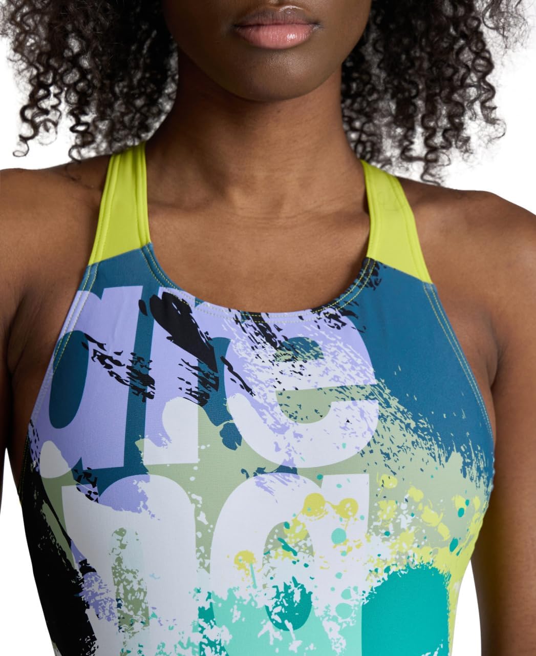 ARENA Damen Women's Waves Breaking Swimsuit V Back One Piece Swimsuit (1er Pack) 34 Black Multi-blac